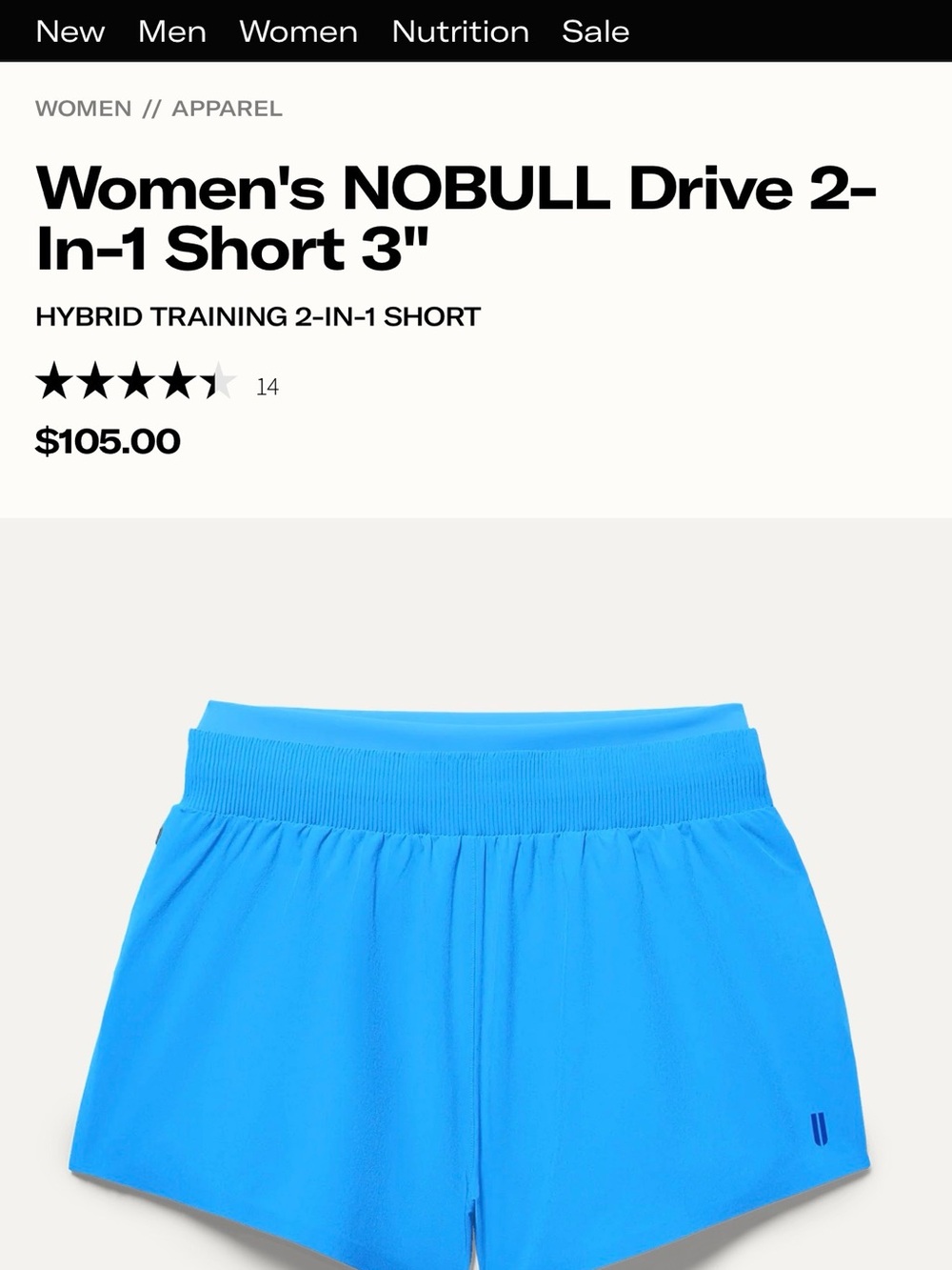NOBULL Women's Drive 2‑In‑1 Athletic Shorts — Bright Blue